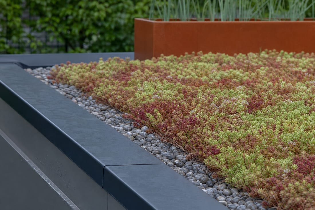 Exemple : couverture végétalisée de type sedum sur toit plat